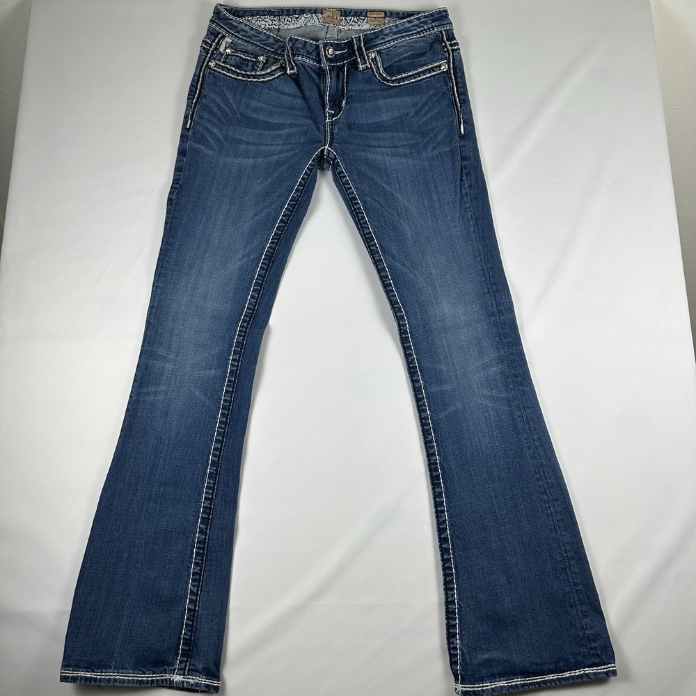 Studio 5 Women's Jeans Size 30x33 Blue Denim Stretch Low Rise Bootcut Studs